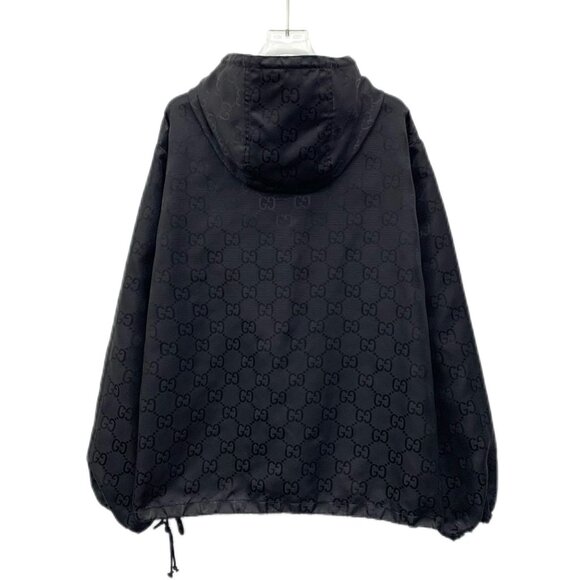 DM0118 Gucci Black Monogram Hooded Jacket With Front Pockets - Picture 2 of 8
